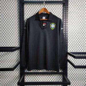 2004 Brazil Black Long Sleeve Retro Jersey
