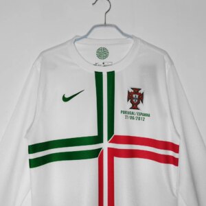 2012 Portugal White Long Sleeve Retro Jersey