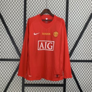 2007-08 Manchester United Home UCL Version Long Sleeve Retro Jersey