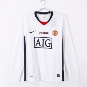 Manchester United Champions League away white Long Sleeve 08-09